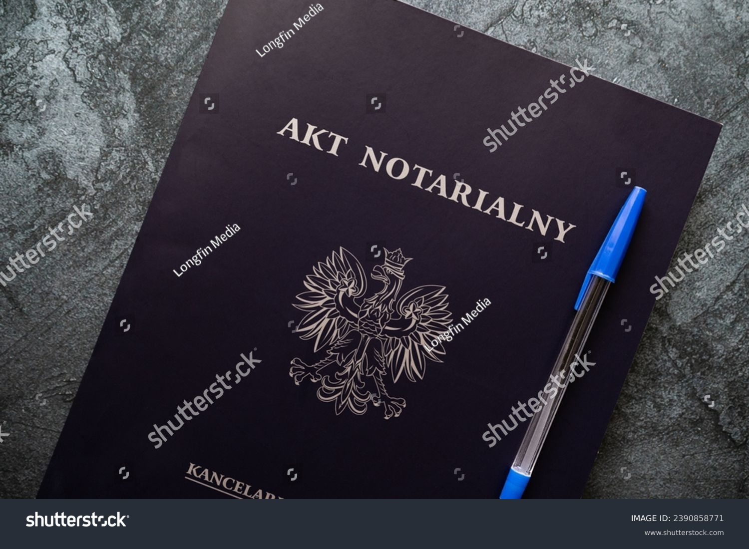 Notarial act, instrument or writing in Poland. Written document signed by a notary public. Akt notarialny in Polish language, means Notarial act, Kancelaria notarialna is Notary office. #2390858771