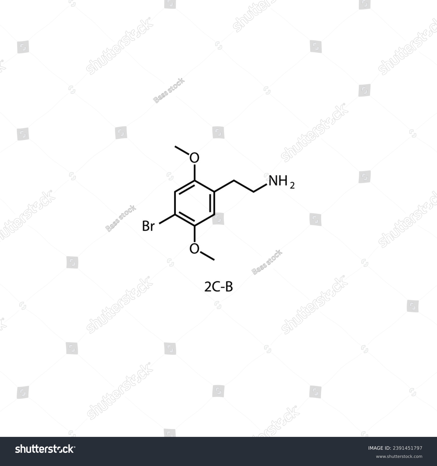 2C-B molecular structure, skeletal formula - Royalty Free Stock Vector ...