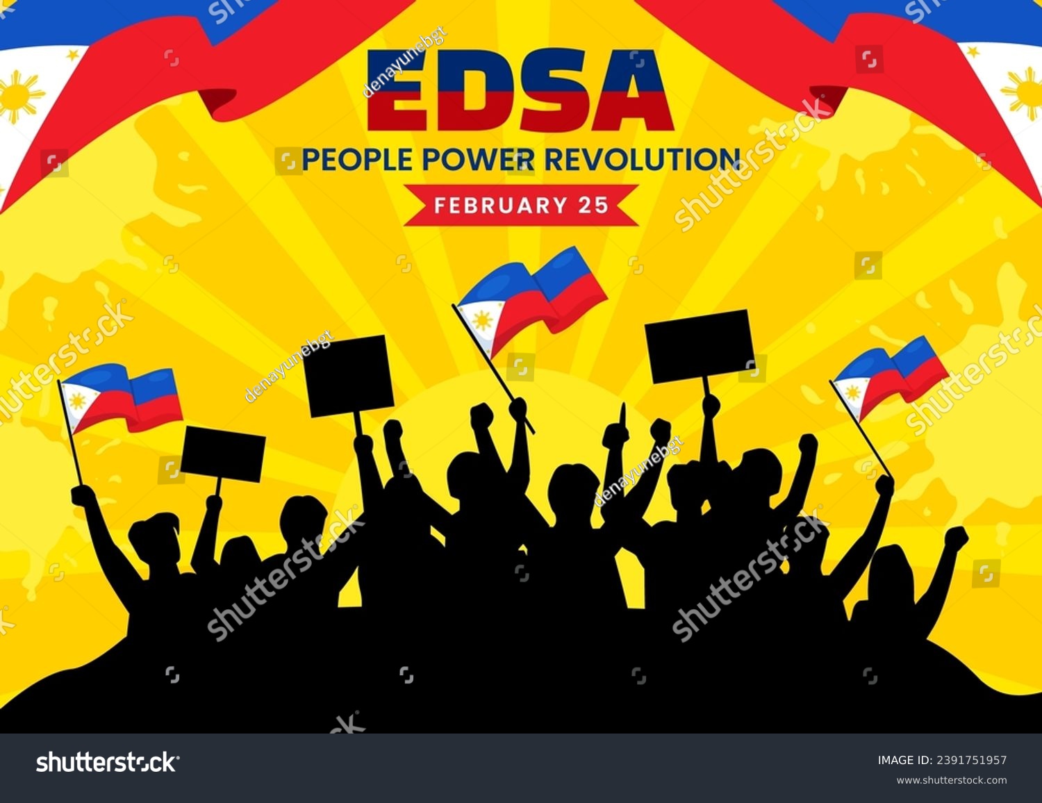 Edsa People Power Revolution Anniversary Of Royalty Free Stock Vector 2391751957