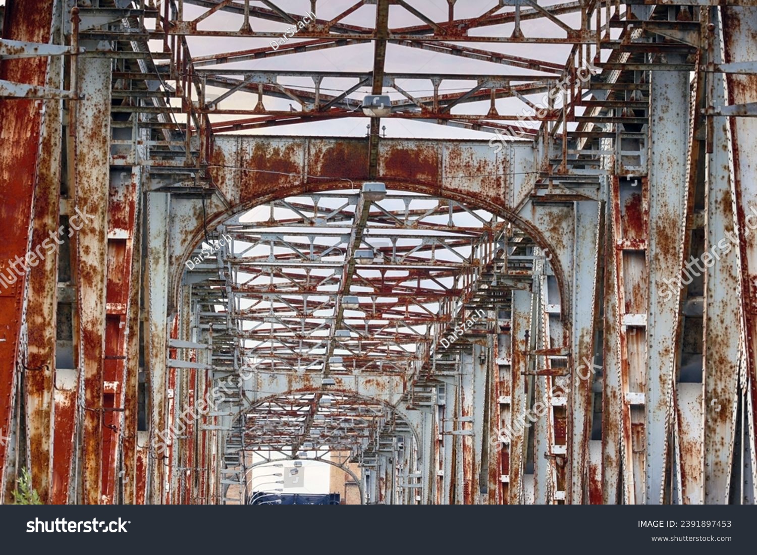 Old steel railway bridge disused and rusty. #2391897453