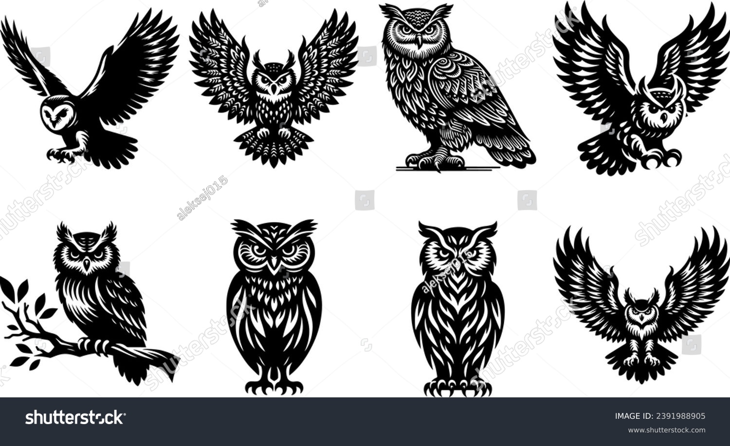 Owl Vector Silhouette, Cute Owl Silhouette - Royalty Free Stock Vector ...