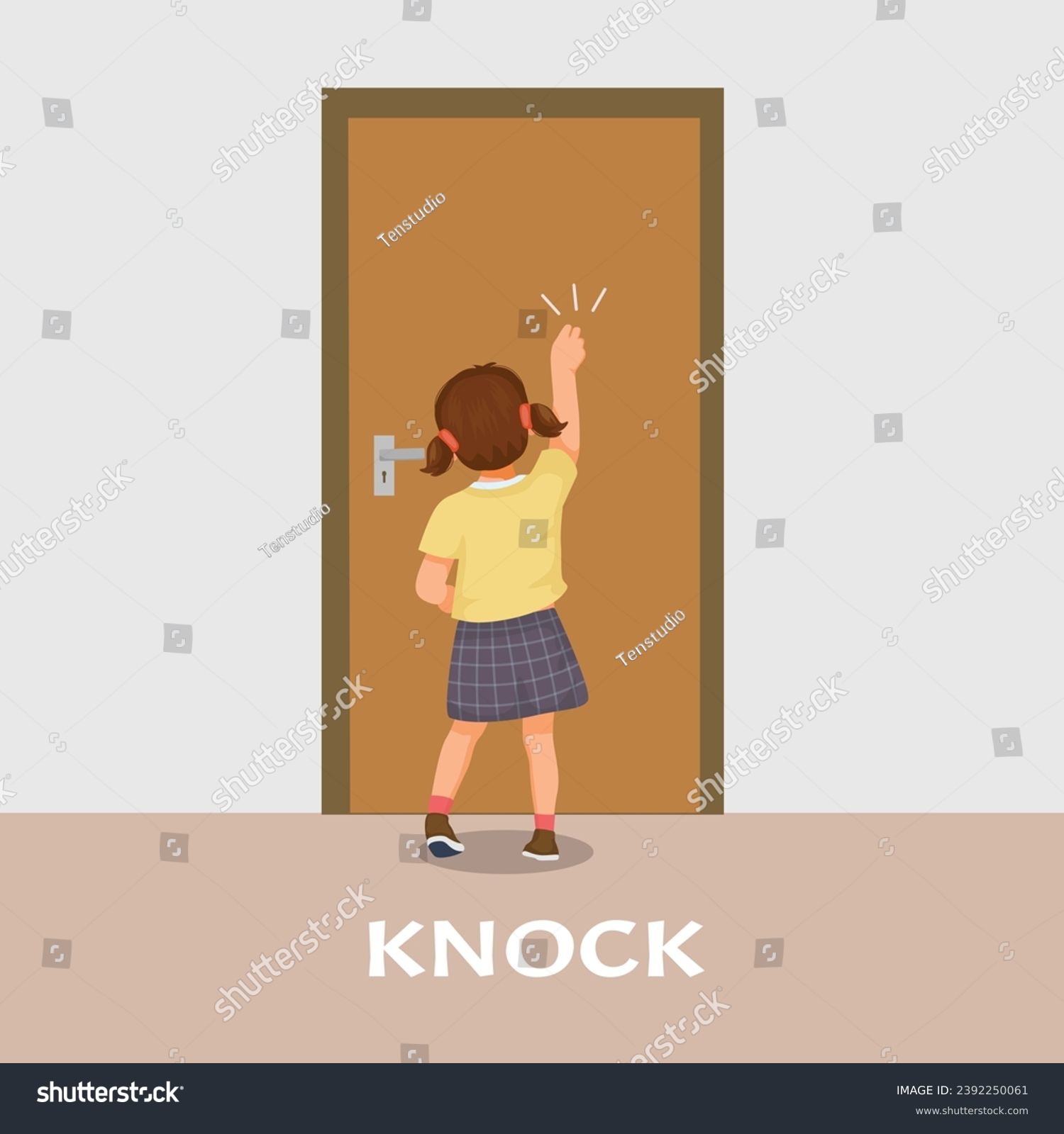 Cute little girl knocking at the door - Royalty Free Stock Vector ...