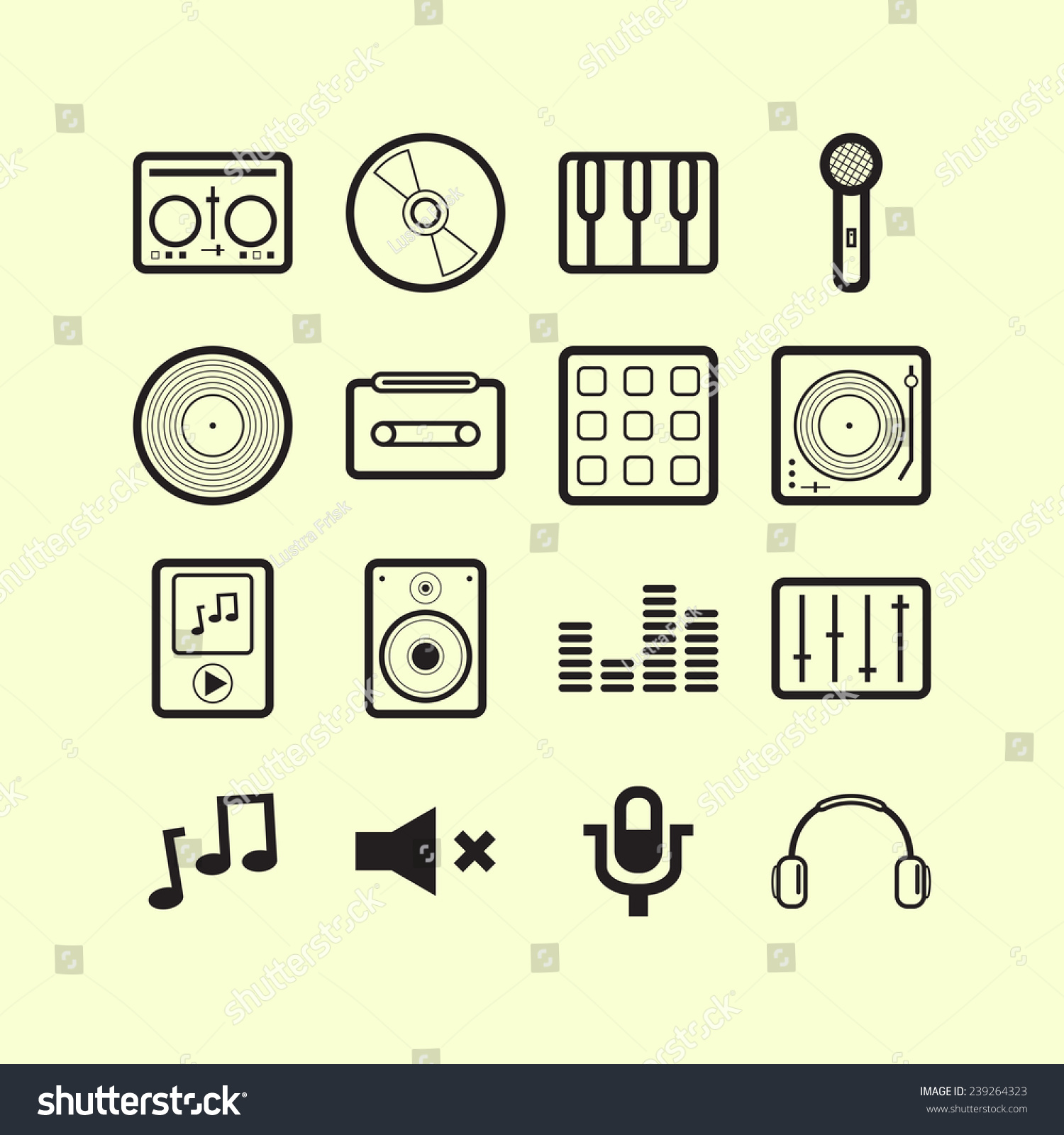 Set of simple musical icons - Royalty Free Stock Vector 239264323 ...
