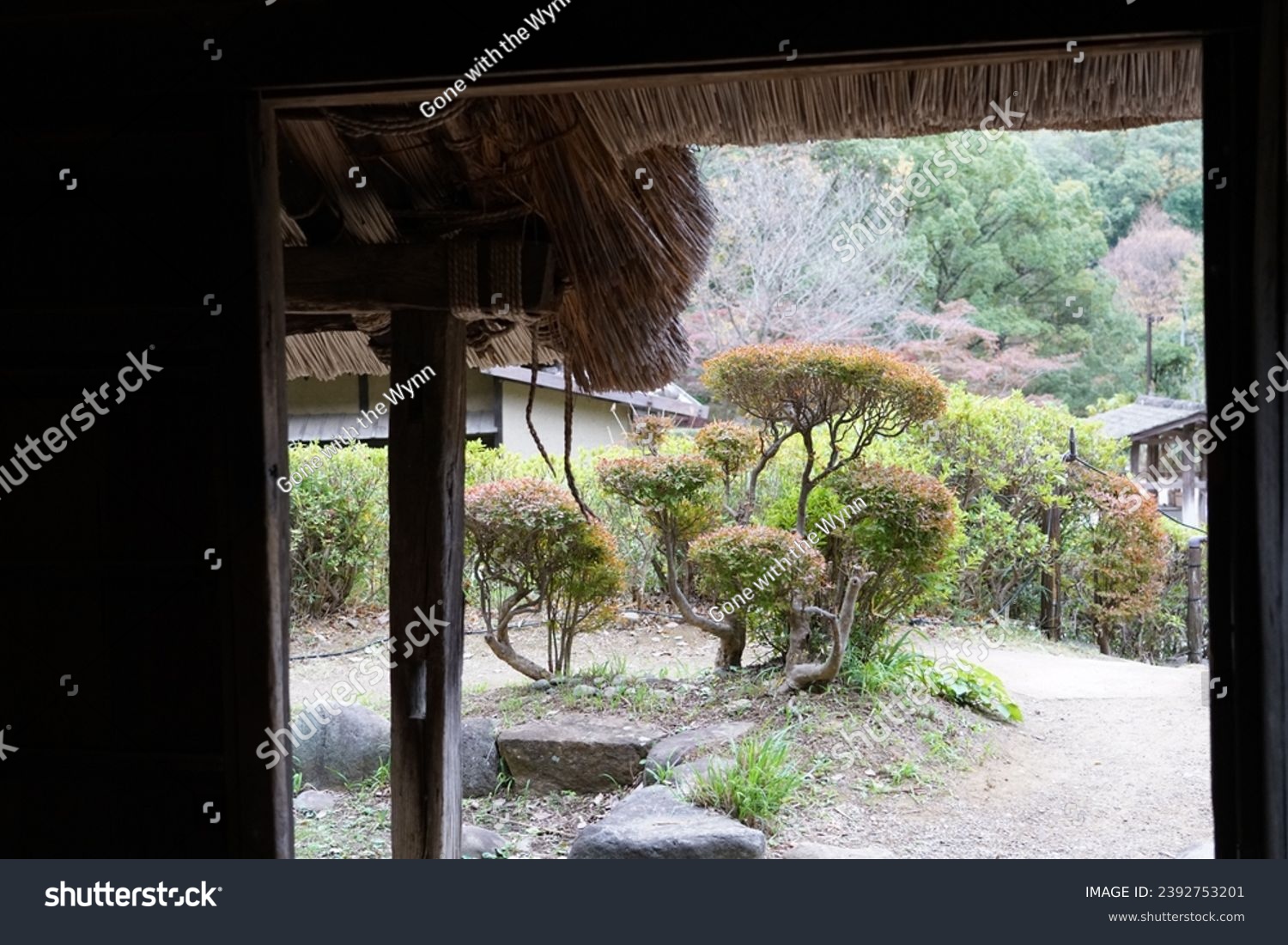 Edo era minimalist interior architecture and landscaping #2392753201