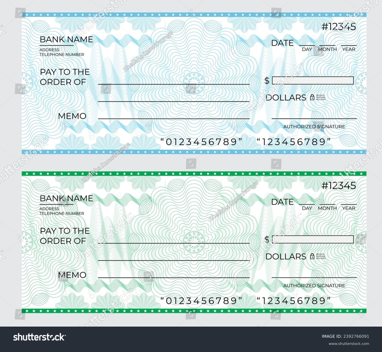 Blank template of the Checkbook cheque page with - Royalty Free Stock ...