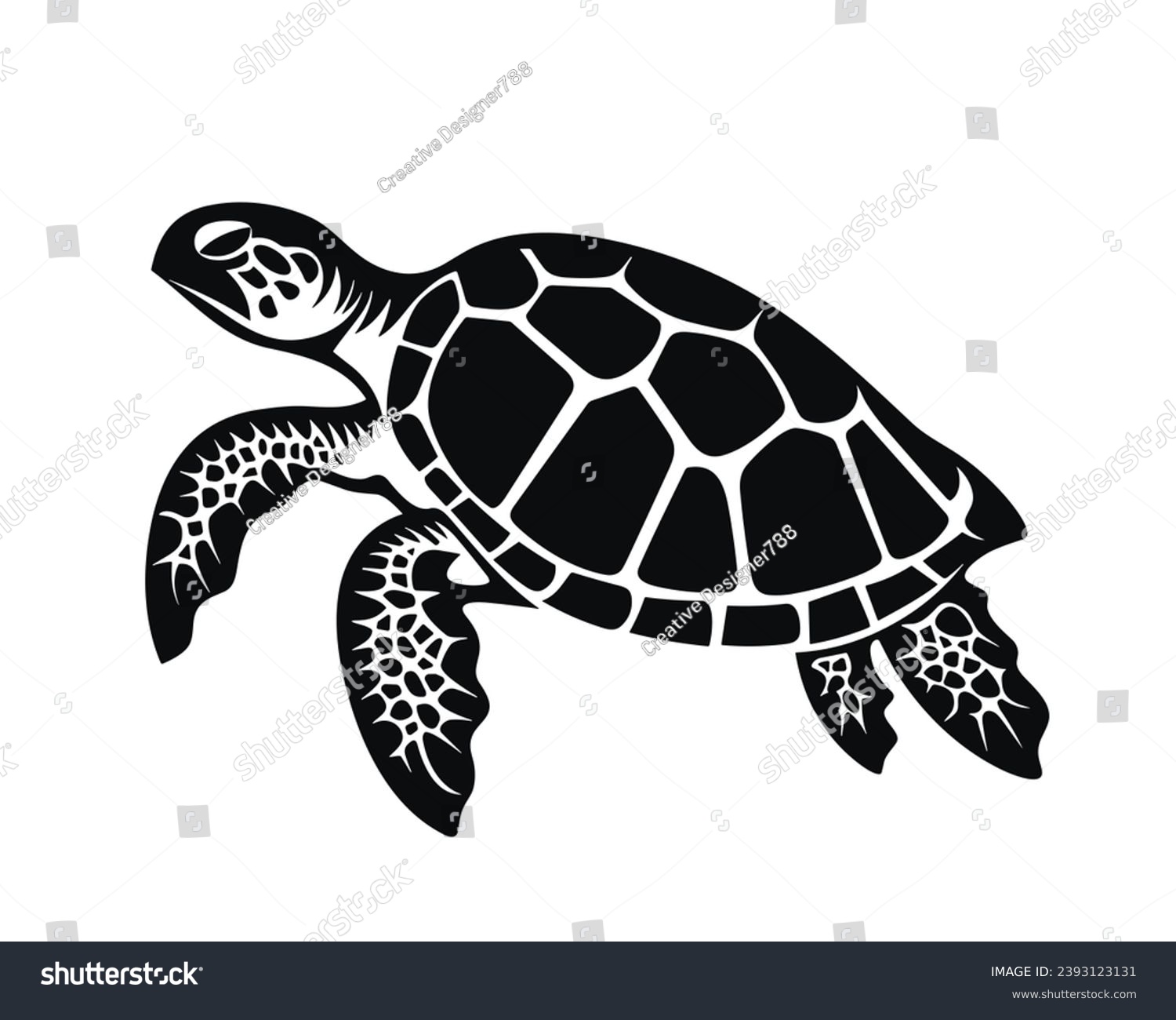 Turtle Silhouette. Turtle Vector Illustration. - Royalty Free Stock ...