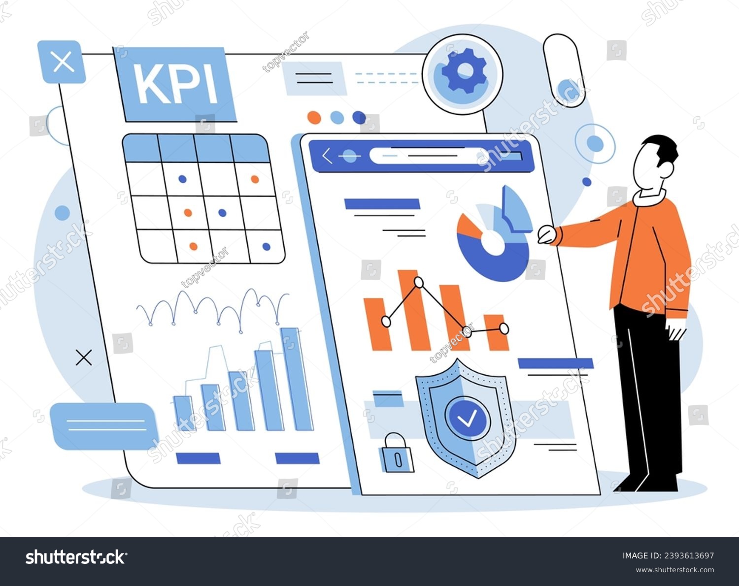 KPI key performance indicator. Vector illustration. Business plans should align with key performance indicators System optimization involves tweaking various performance indicators A KPI report #2393613697
