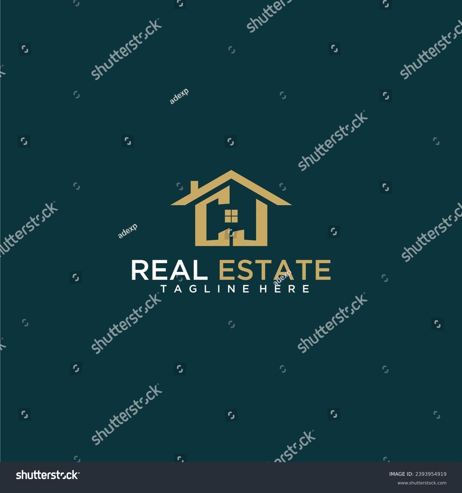 CJ initial monogram logo for real estate with - Royalty Free Stock ...