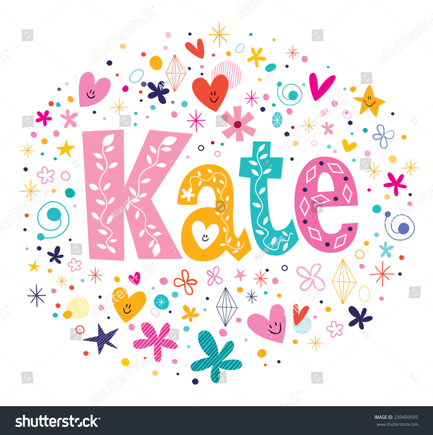 Kate female name decorative lettering type - Royalty Free Stock Vector ...