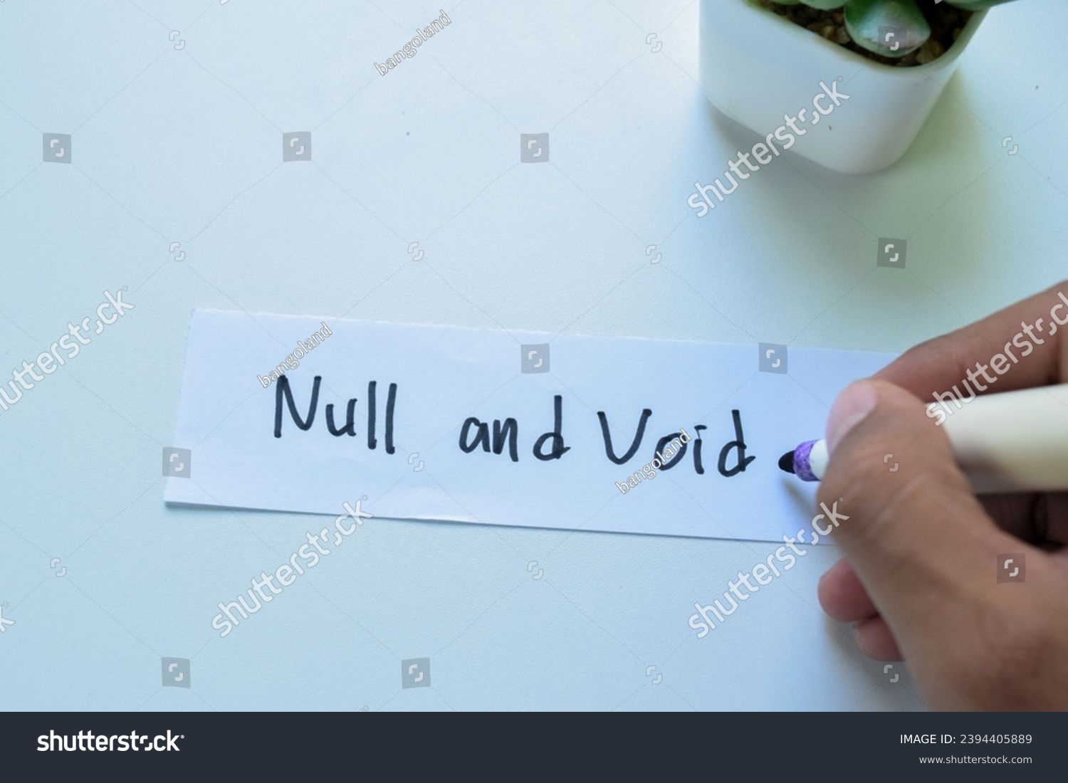 Concept of Null and Void write on sticky notes isolated on white background. #2394405889