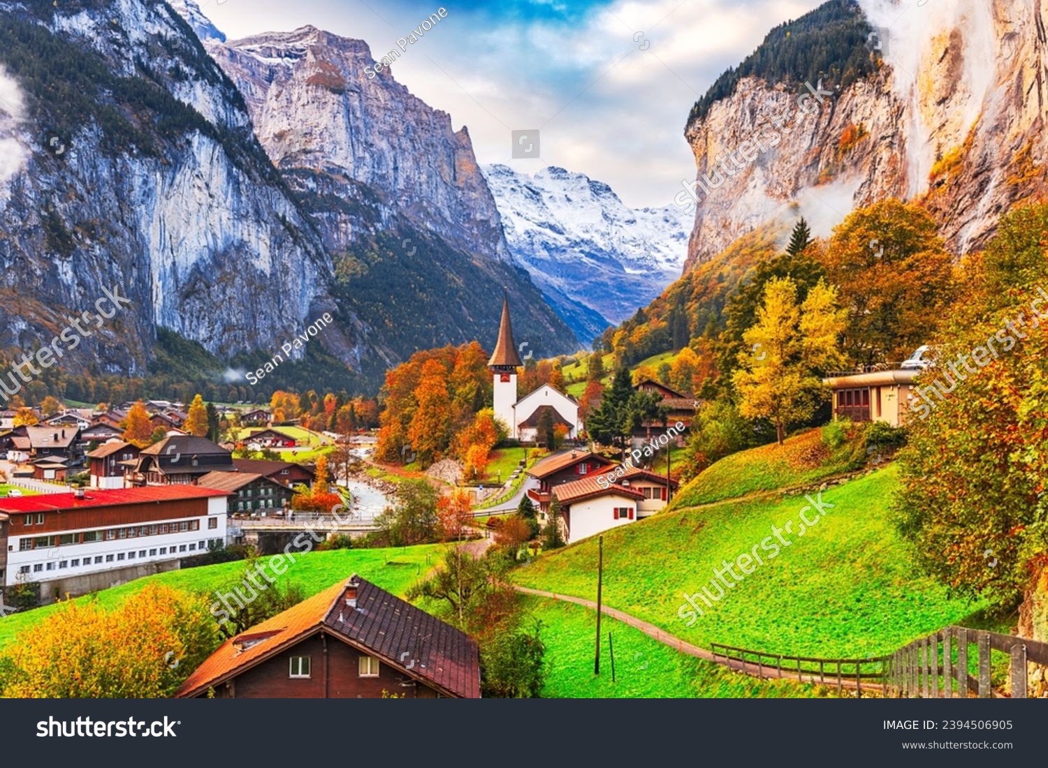 Lauterbrunnen, Switzerland beautiful morning during autumn season. #2394506905