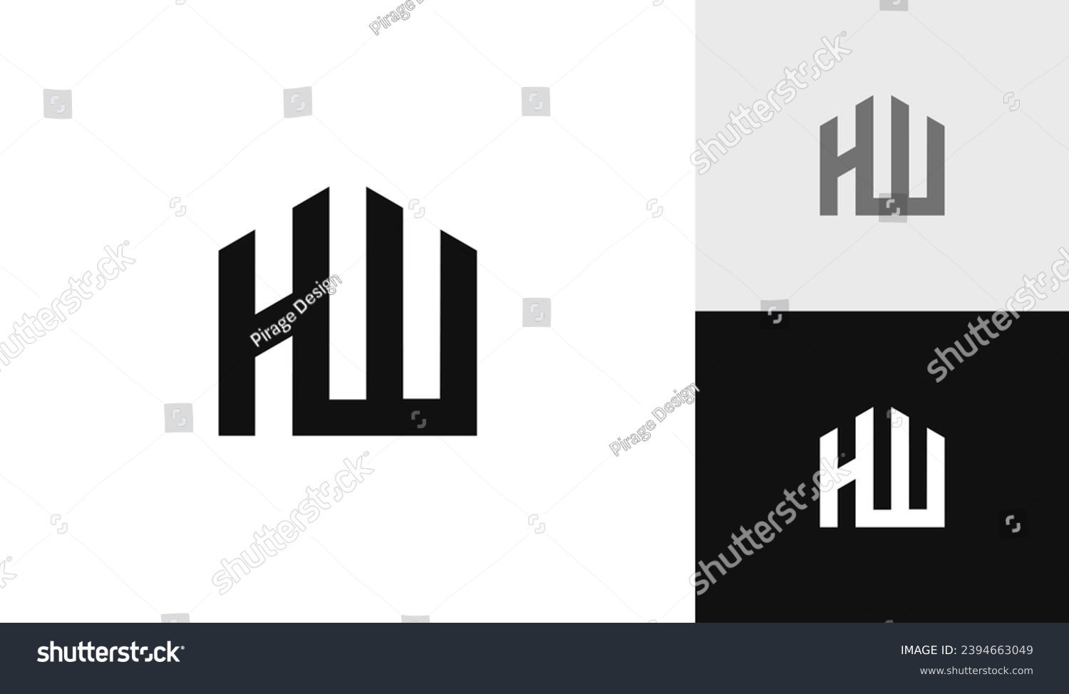 Letter HW initial with house shape logo design - Royalty Free Stock ...