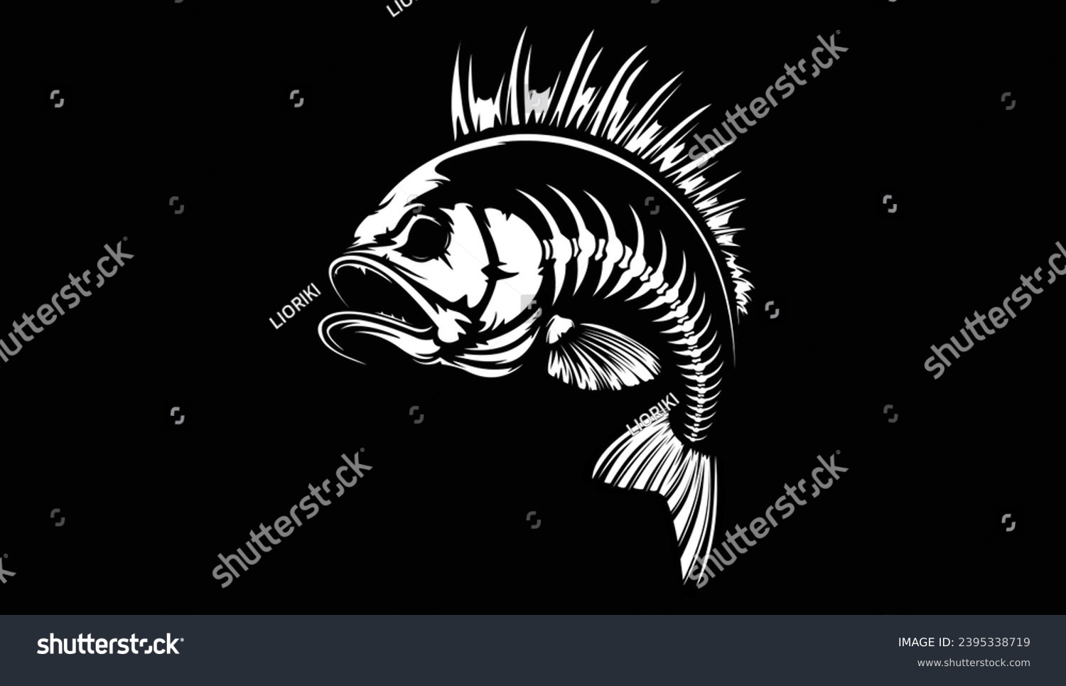 Bass fish skeleton. Bass fish emblem. Fishing - Royalty Free Stock ...