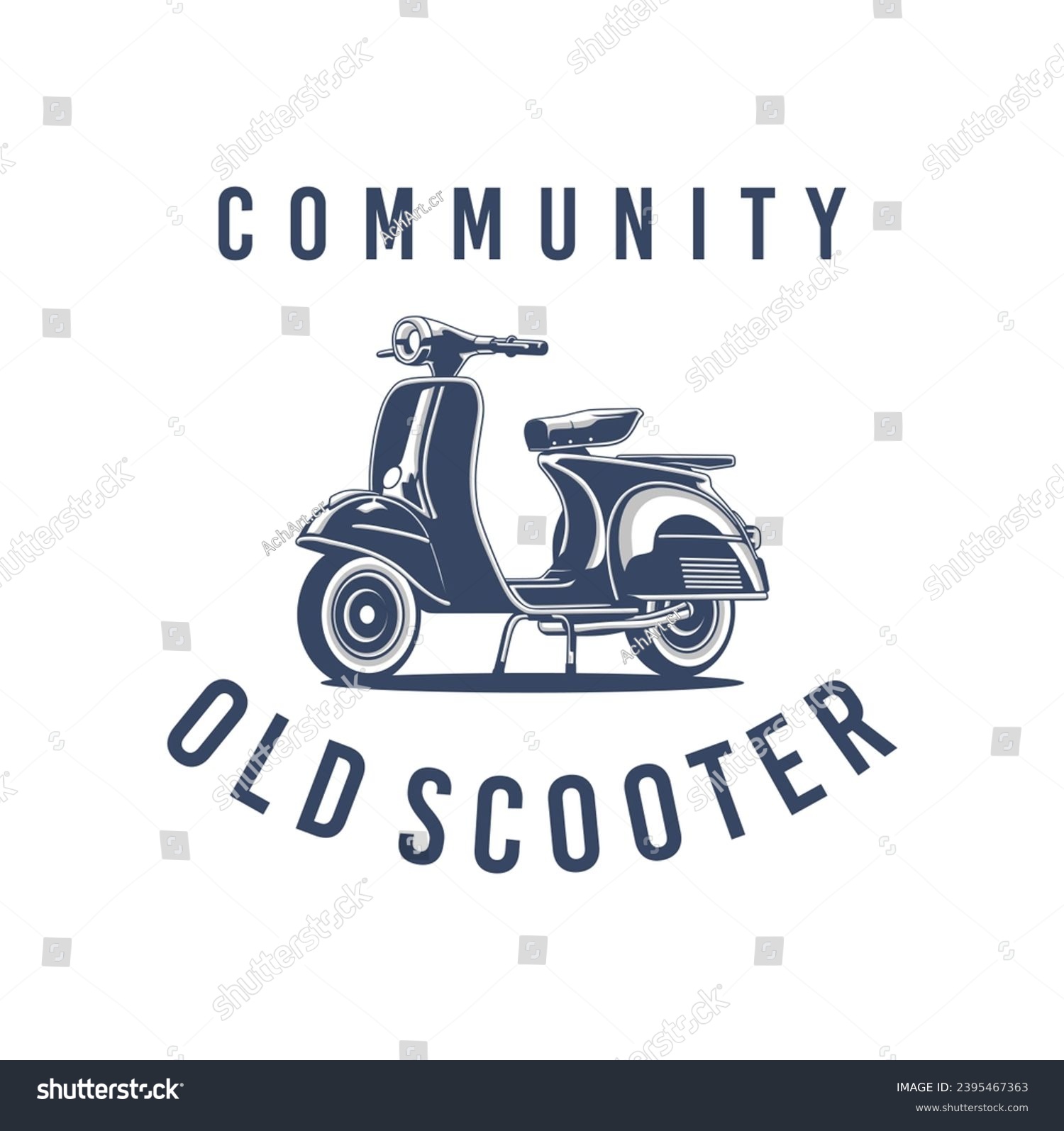 Vintage old scooter motorcycle logo design. - Royalty Free Stock Vector ...