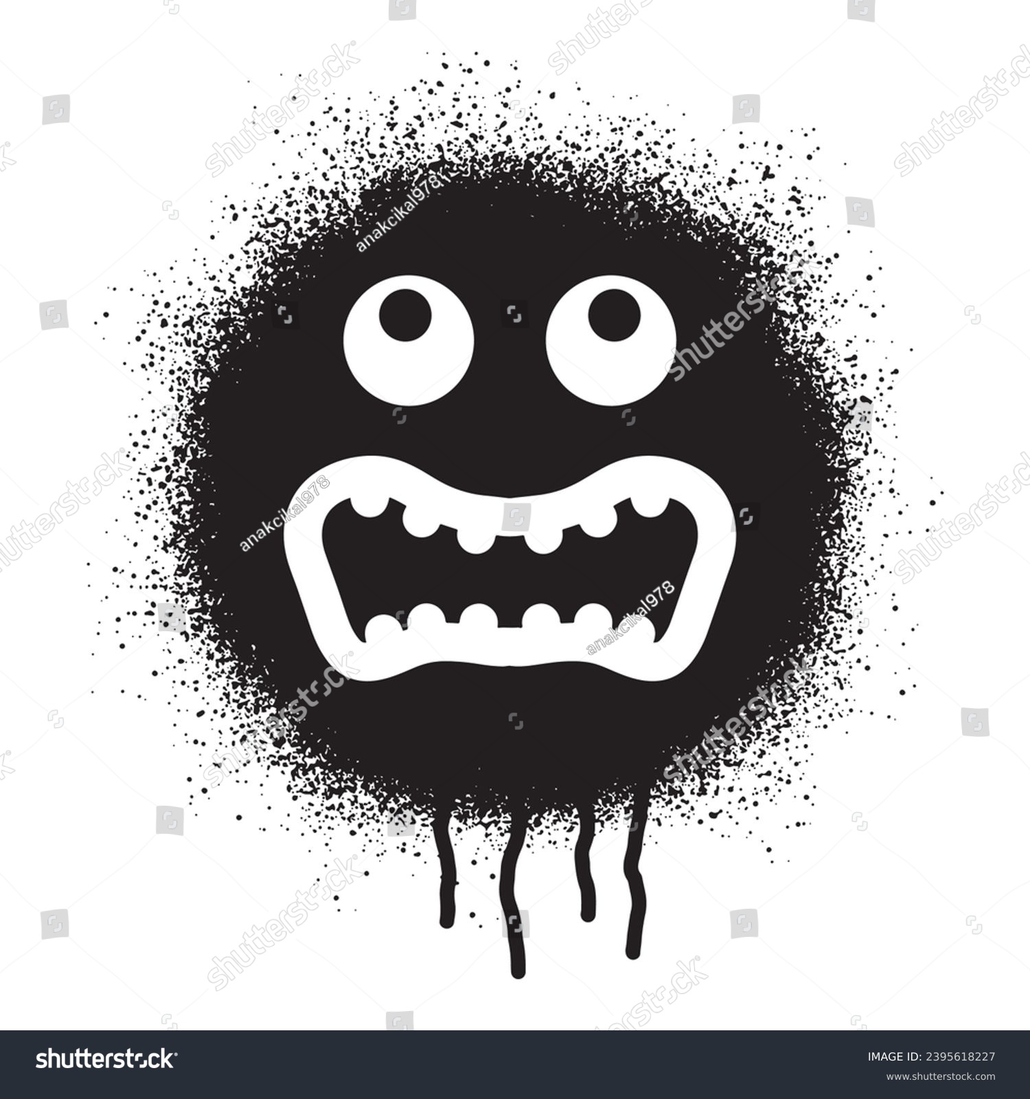 Angry face emoticon graffiti with black spray - Royalty Free Stock ...