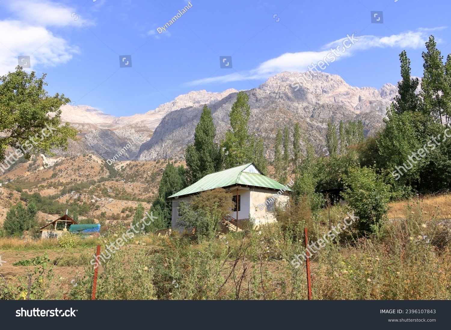 the mountain landscape close to Arslanbob, Kyrgyzstan, Central Asia #2396107843