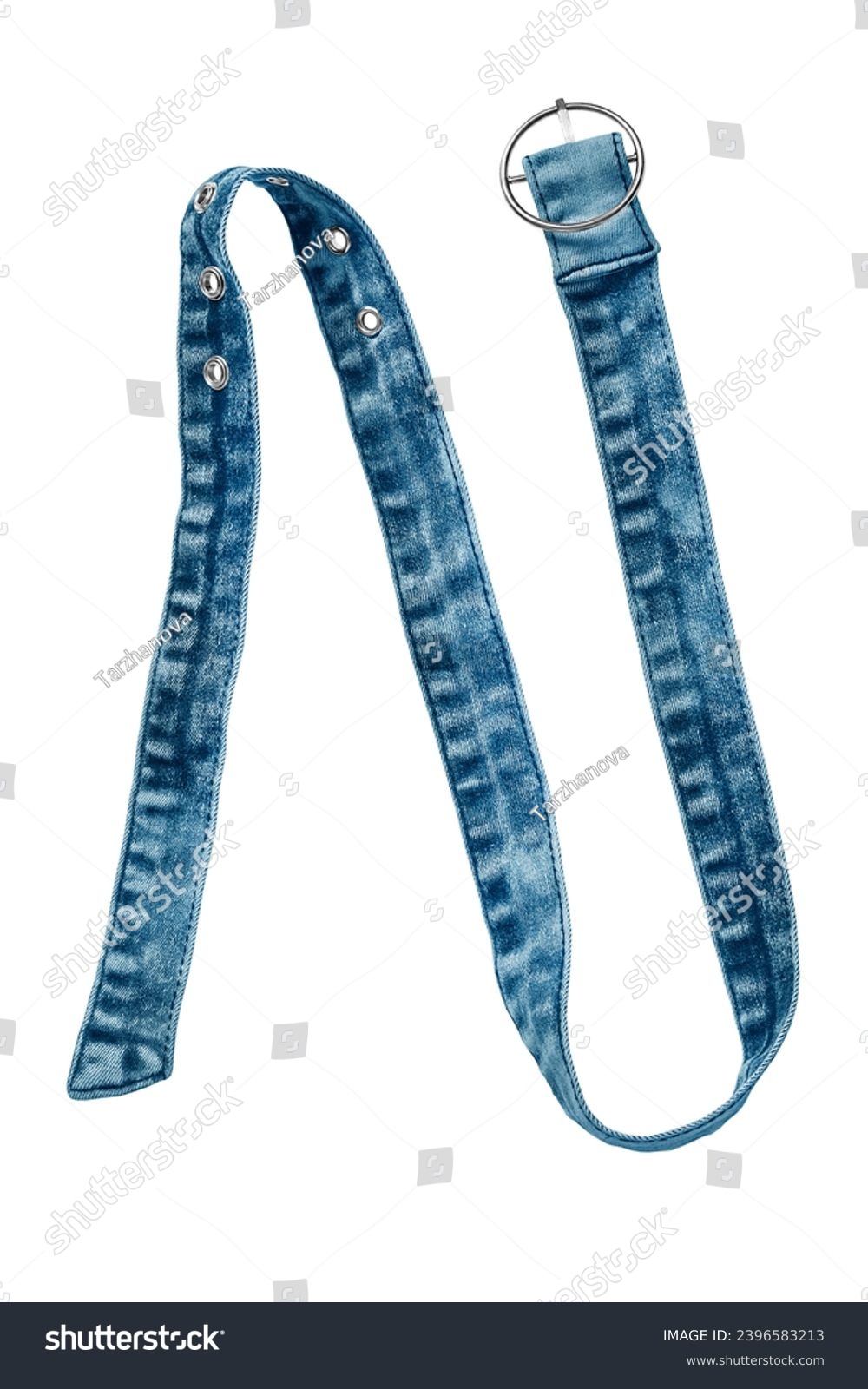 Blue denim fabric belt isolated on white background #2396583213