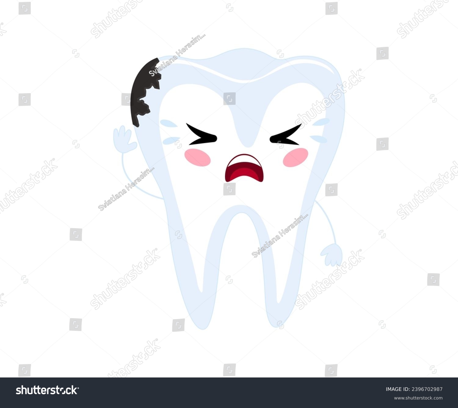 A crying tooth with decay. Cartoon baby vector - Royalty Free Stock ...