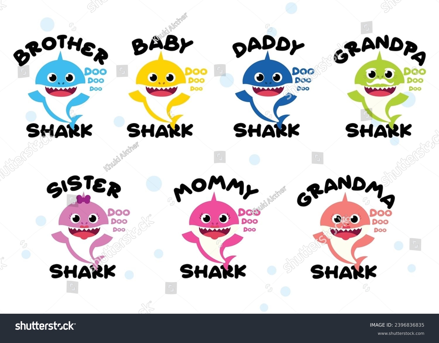 Baby shark birthday card. Cartoon sharks - Royalty Free Stock Vector ...