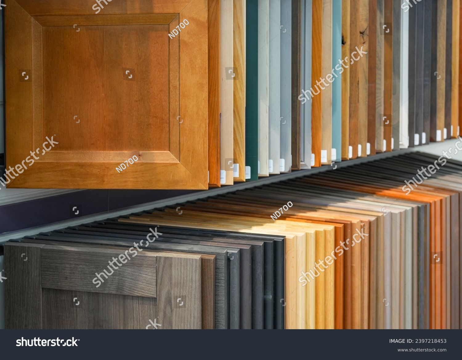 wood cabinet door samples in market in a row #2397218453