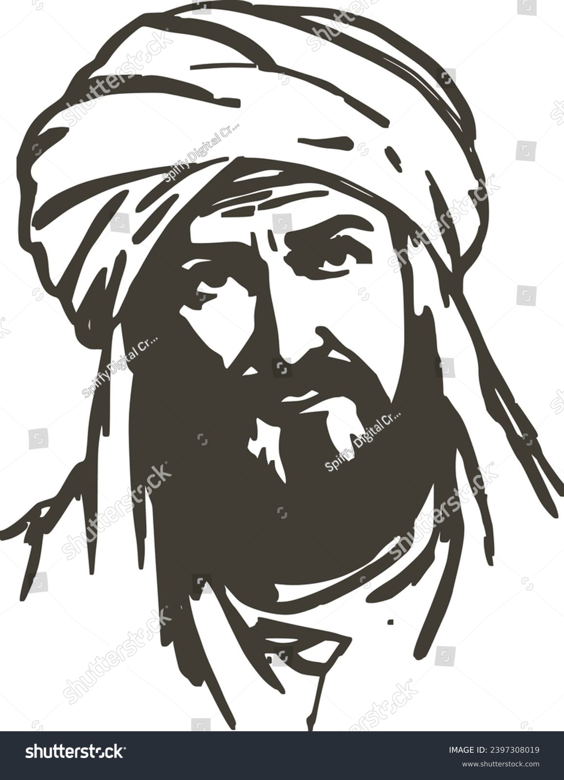 Vector silhouette drawing of Imam Shafii, an - Royalty Free Stock ...