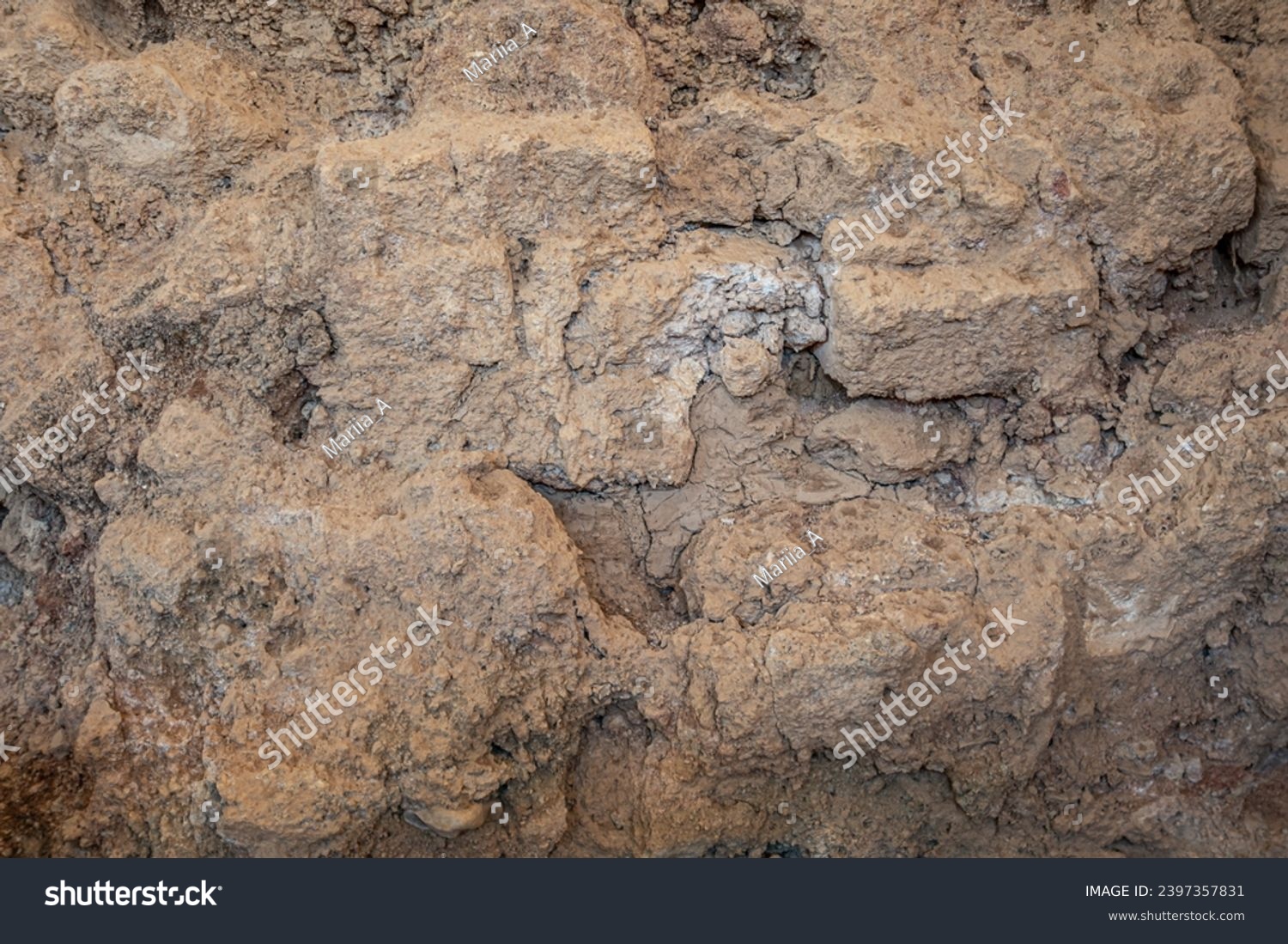 abstract background of ancient stone wall close up archeology concept #2397357831