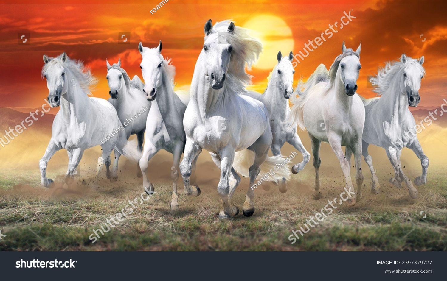 The seven horses sunrise painting, according to Vastu Shastra #2397379727