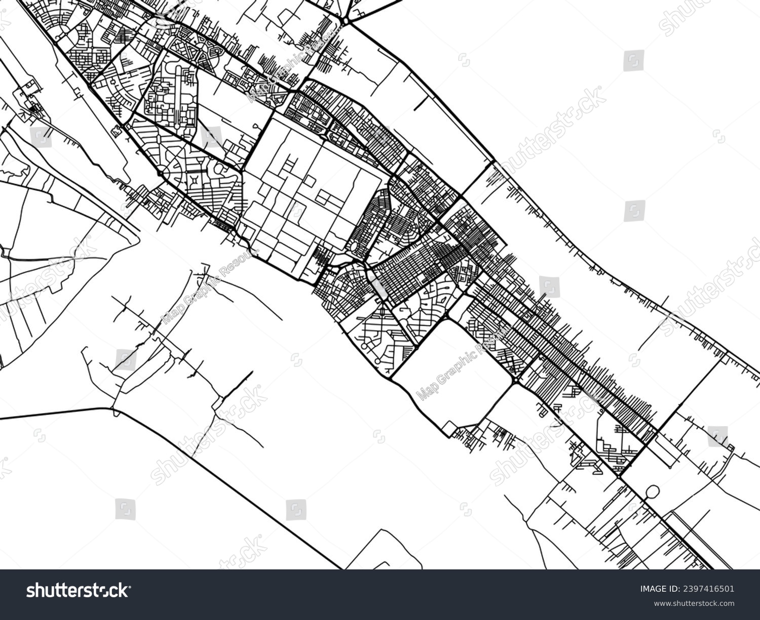 Vector city map of Abadan in Iran with black - Royalty Free Stock ...