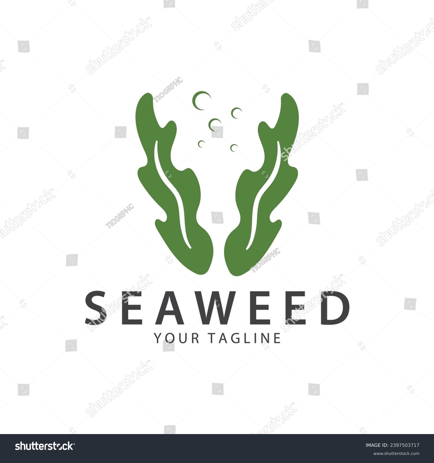 seaweed logo coral logo simple leaf logo - Royalty Free Stock Vector ...