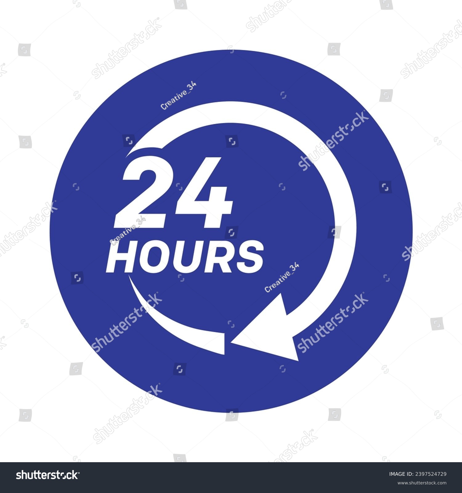 Twenty four hour with arrow loop icon, 24 hours - Royalty Free Stock ...