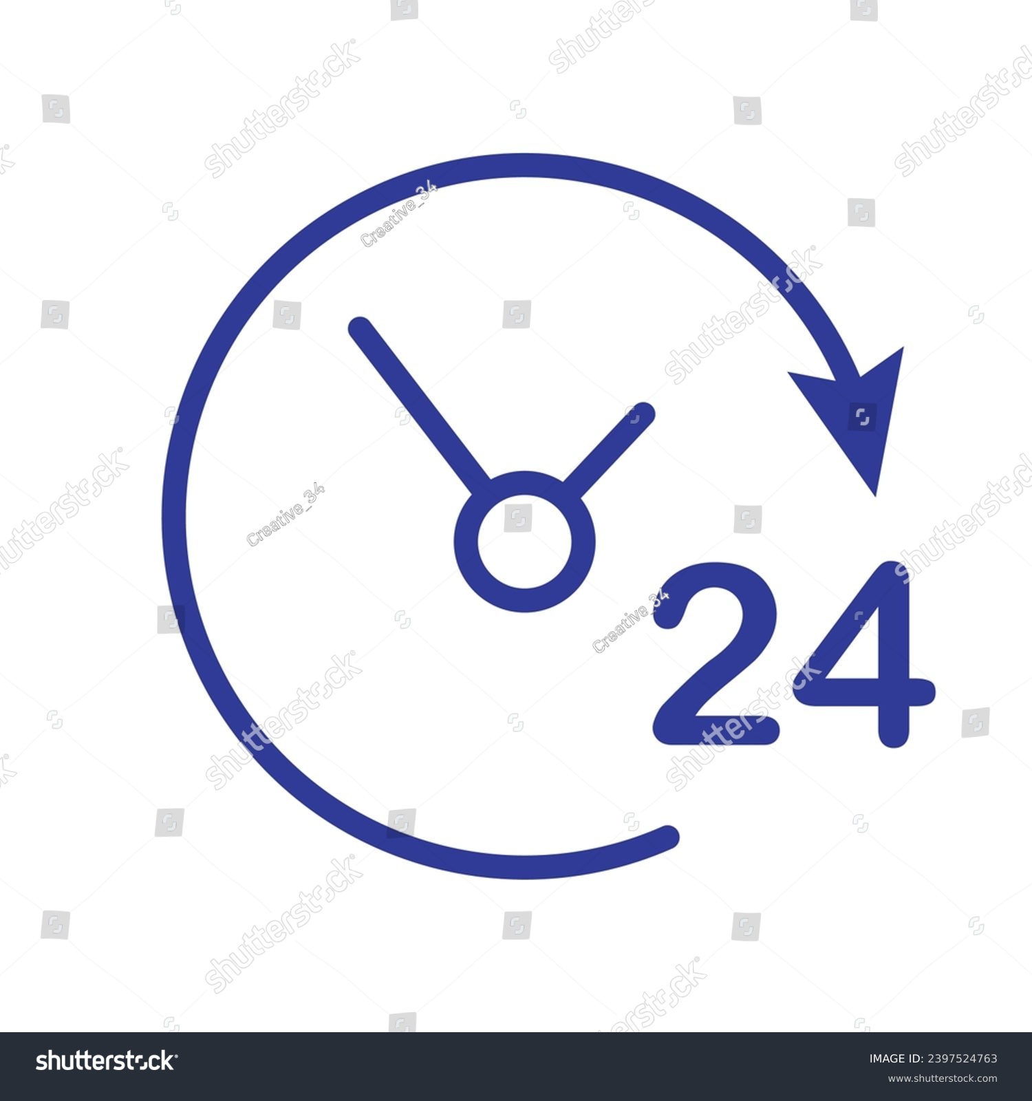 Twenty four hour with arrow loop icon, 24 hours - Royalty Free Stock ...