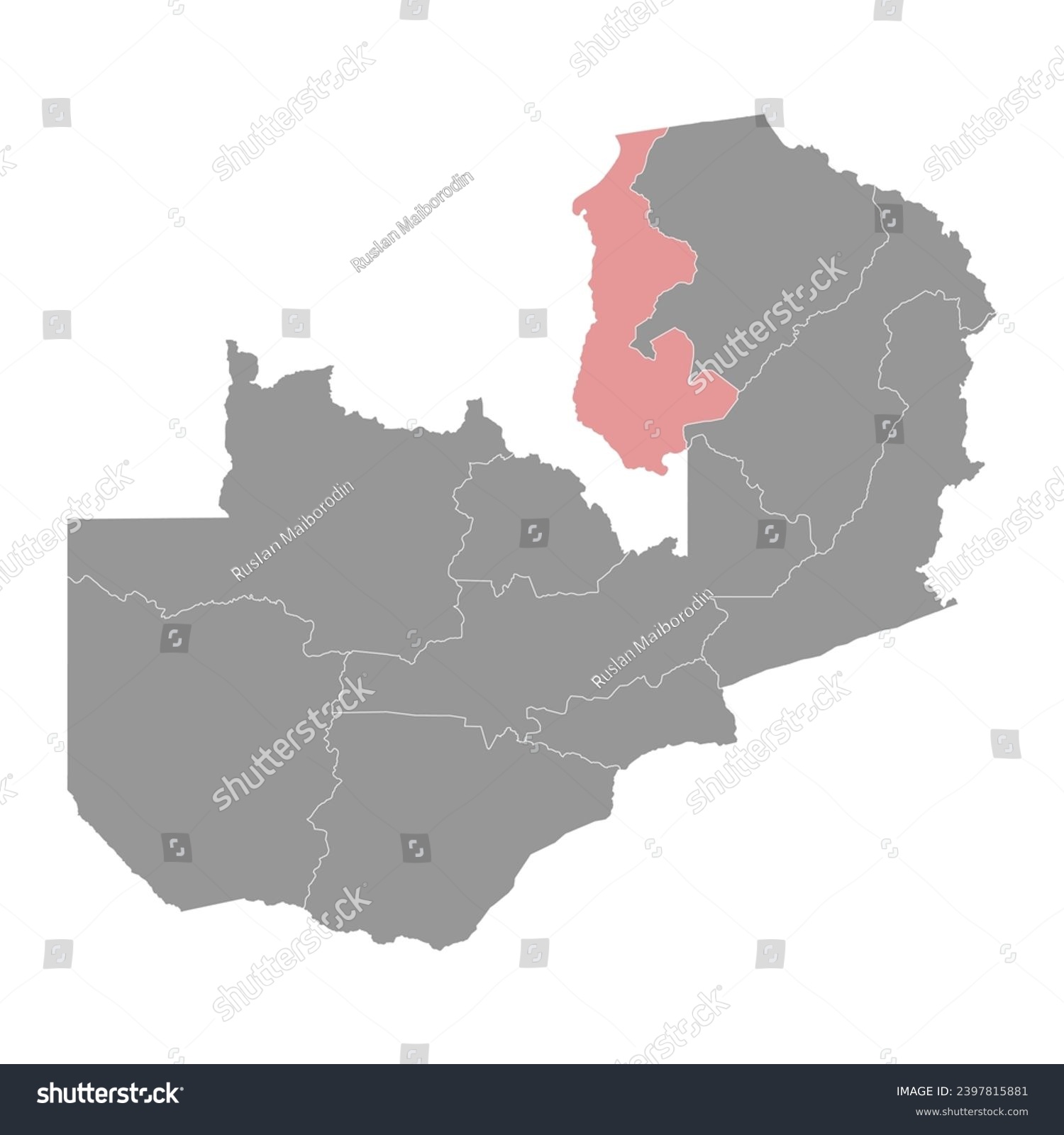 Luapula province map, administrative division of - Royalty Free Stock ...