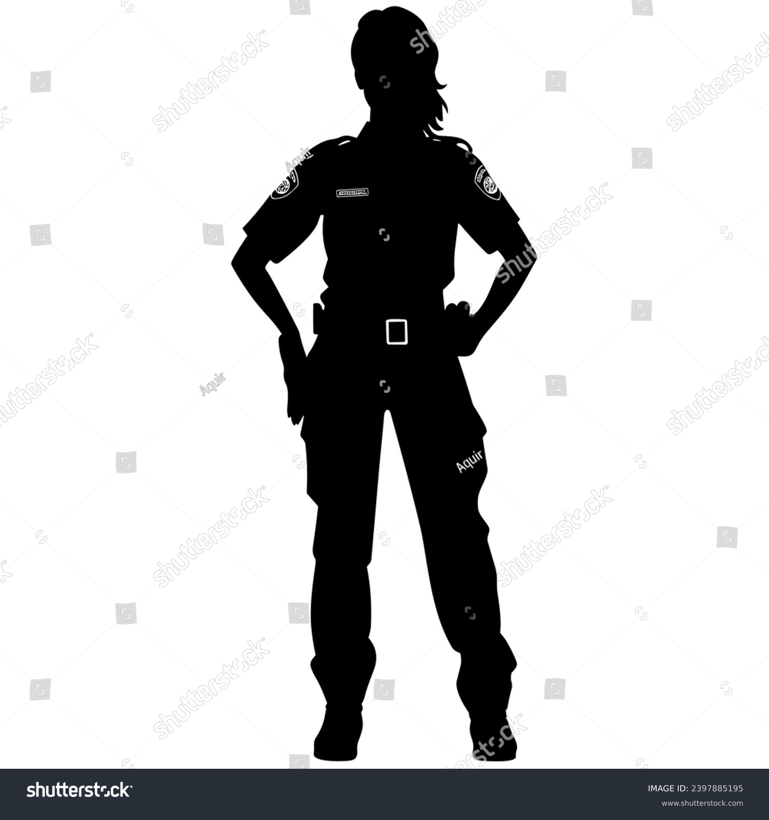 Female police officer silhouette. Police officer - Royalty Free Stock ...