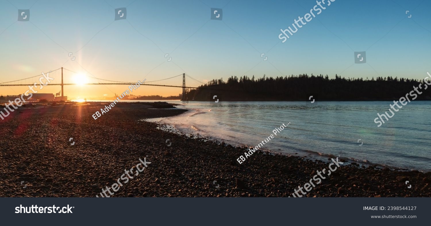 Sunrise at Scenic Beach in West Vancouver. Ambleside. Fall Season. Vancouver, British Columbia, Canada. #2398544127