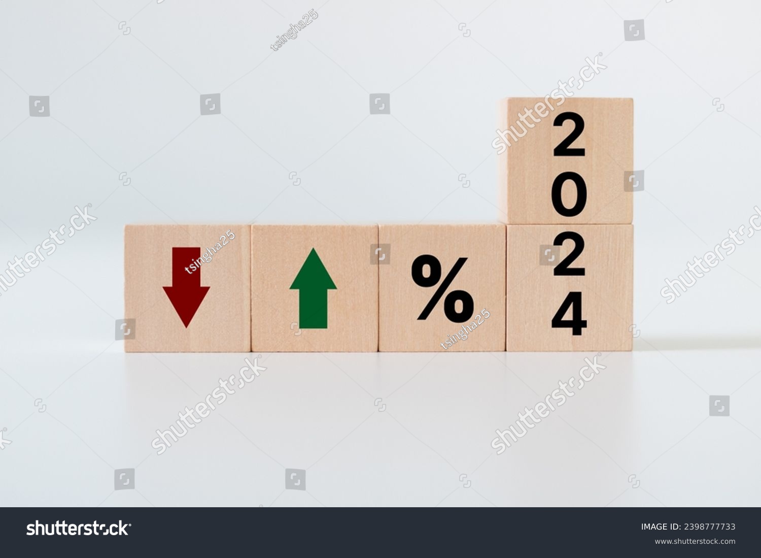 2024 Business performance concept. Percent, up or down arrow symbol icon. Economic and financial analysis, rising and falling trend. Interest rate, stocks, financial, ranking, mortgage and loan rates. #2398777733