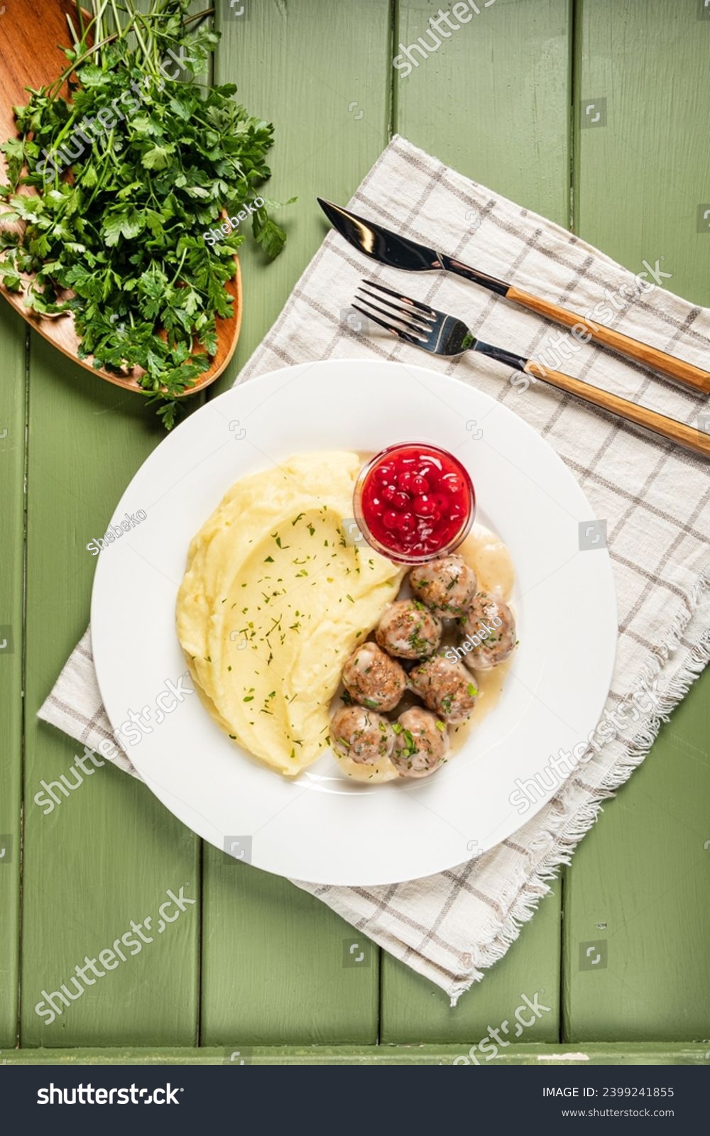 swedish meatballs with mashed potato #2399241855