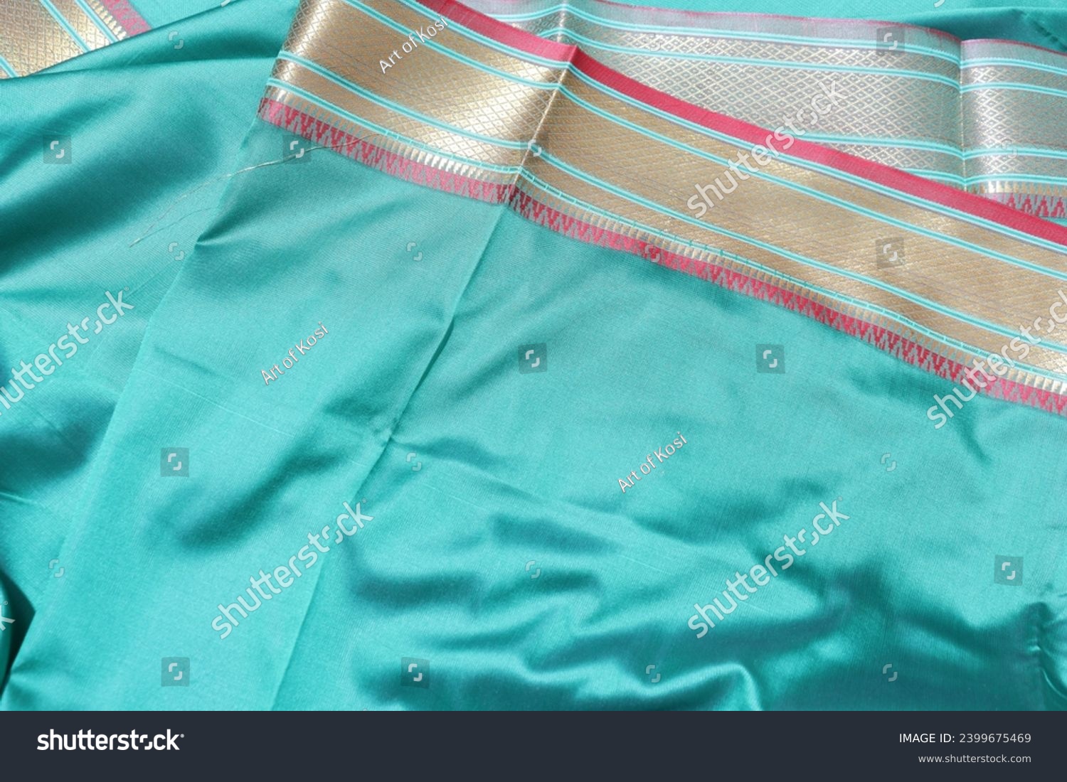 women Traditional Handmade Work Saree Isolated on White Background #2399675469