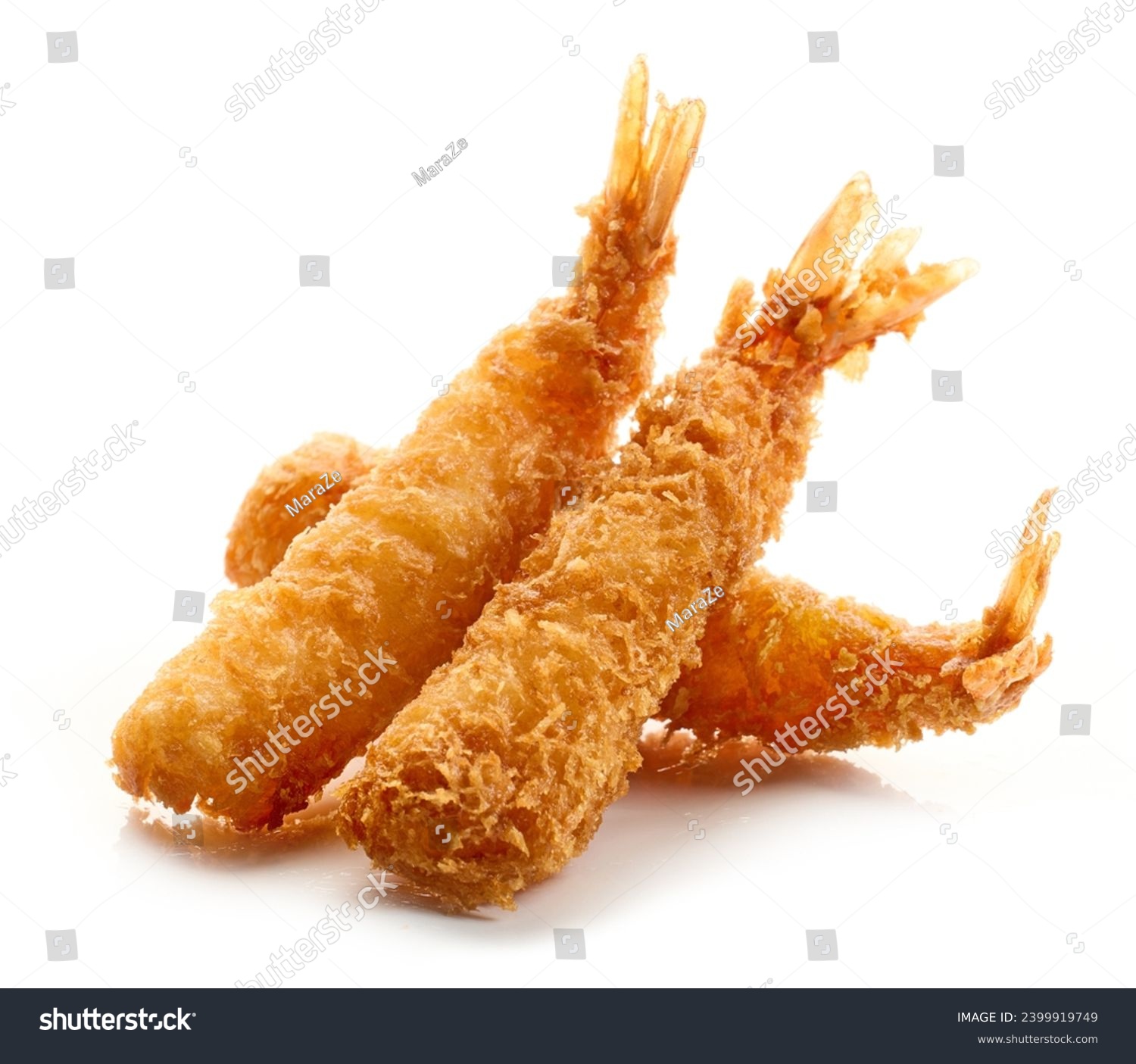 breaded Torpedo shrimps isolated on white background #2399919749