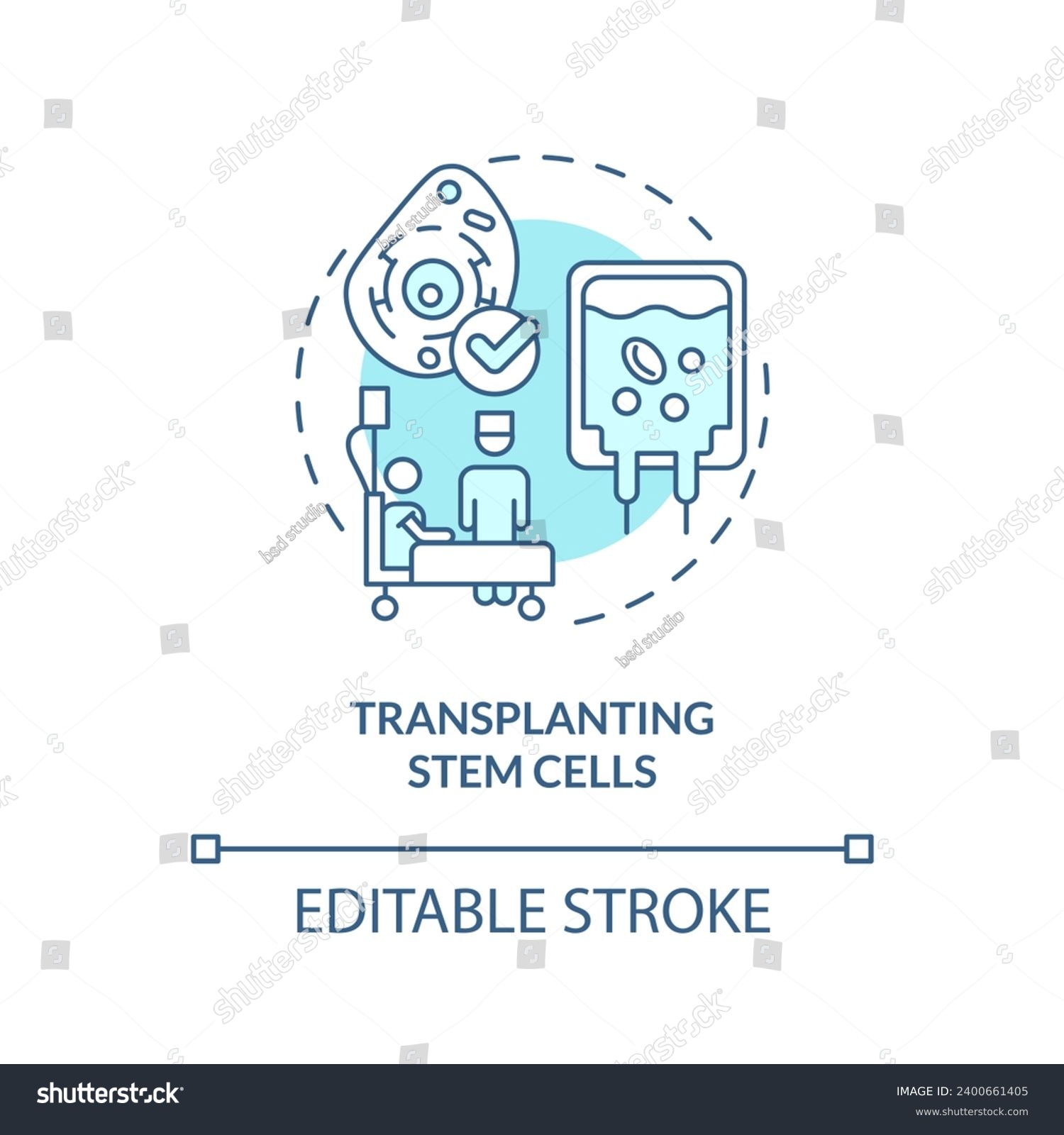 2D editable blue transplanting stem cells icon, monochromatic isolated vector, thin line illustration representing cell therapy. #2400661405