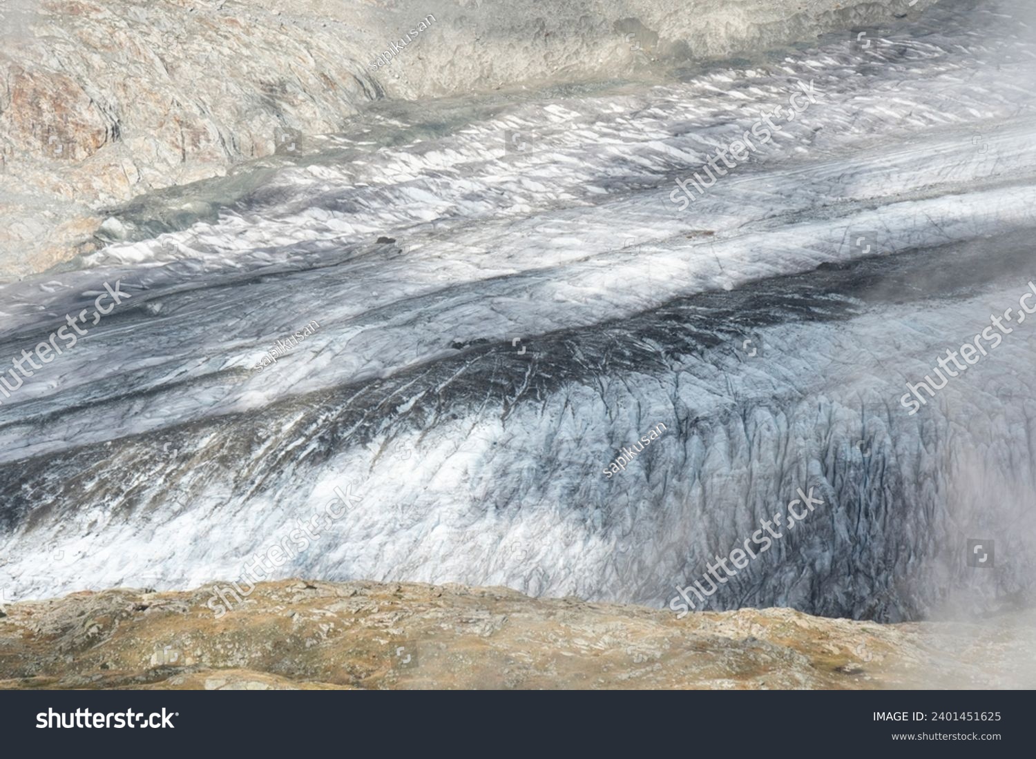 Aletsch Glacier located in the eastern Bernese Alps, Bettmeralp village, Swiss canton of Valais, Switzerland  #2401451625