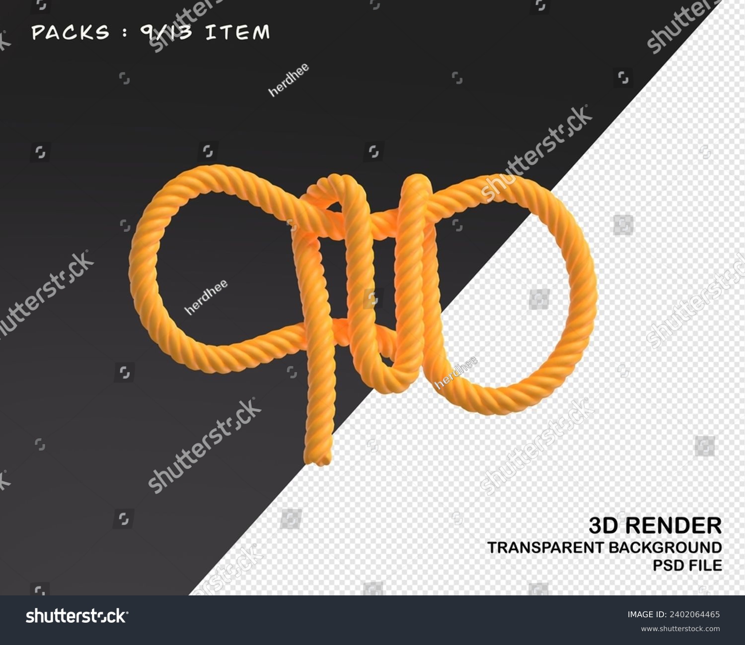 hiking rope, rope tied to a campsite, adventurer. node, scout, explorer. 3D Rendering #2402064465