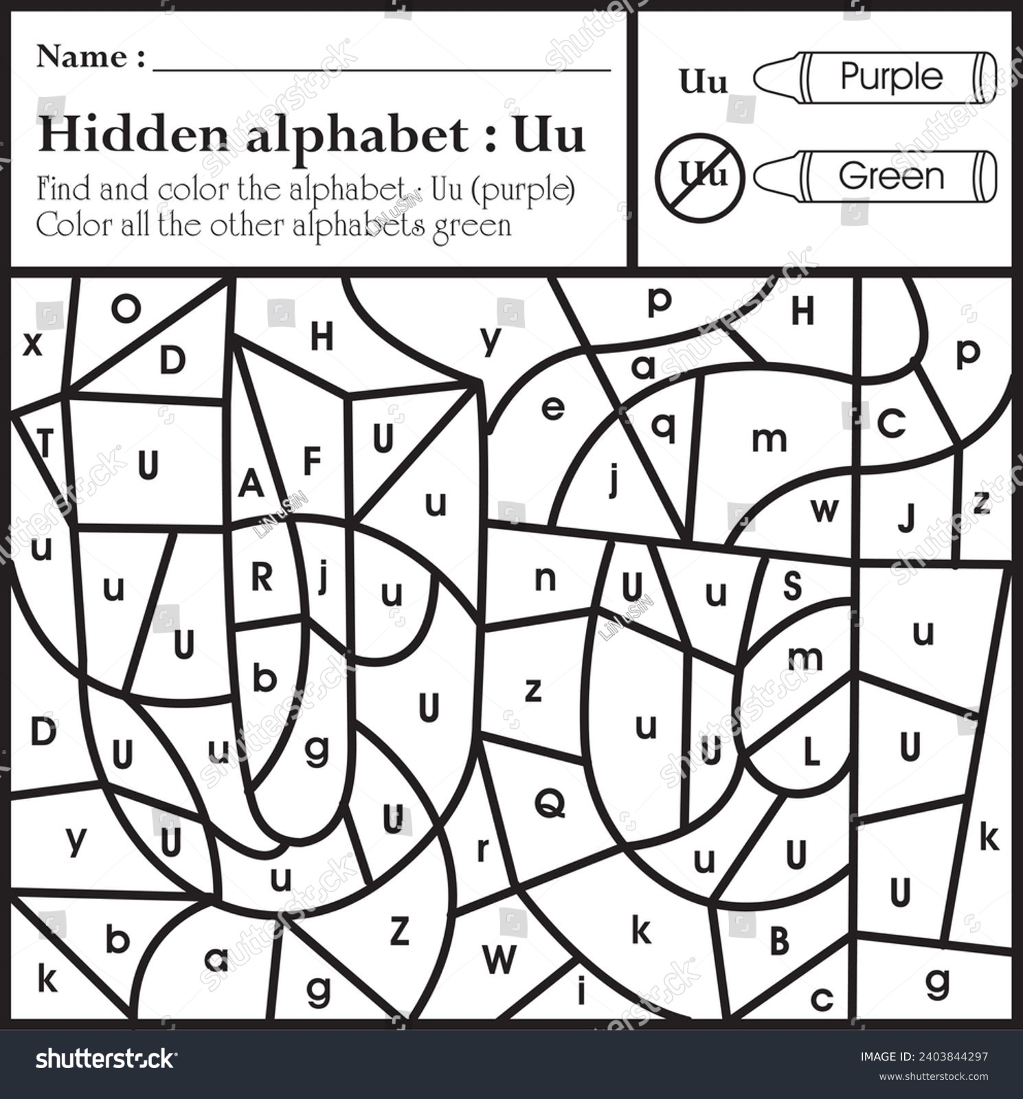 Hidden picture for kids : Alphabet U - Royalty Free Stock Vector ...