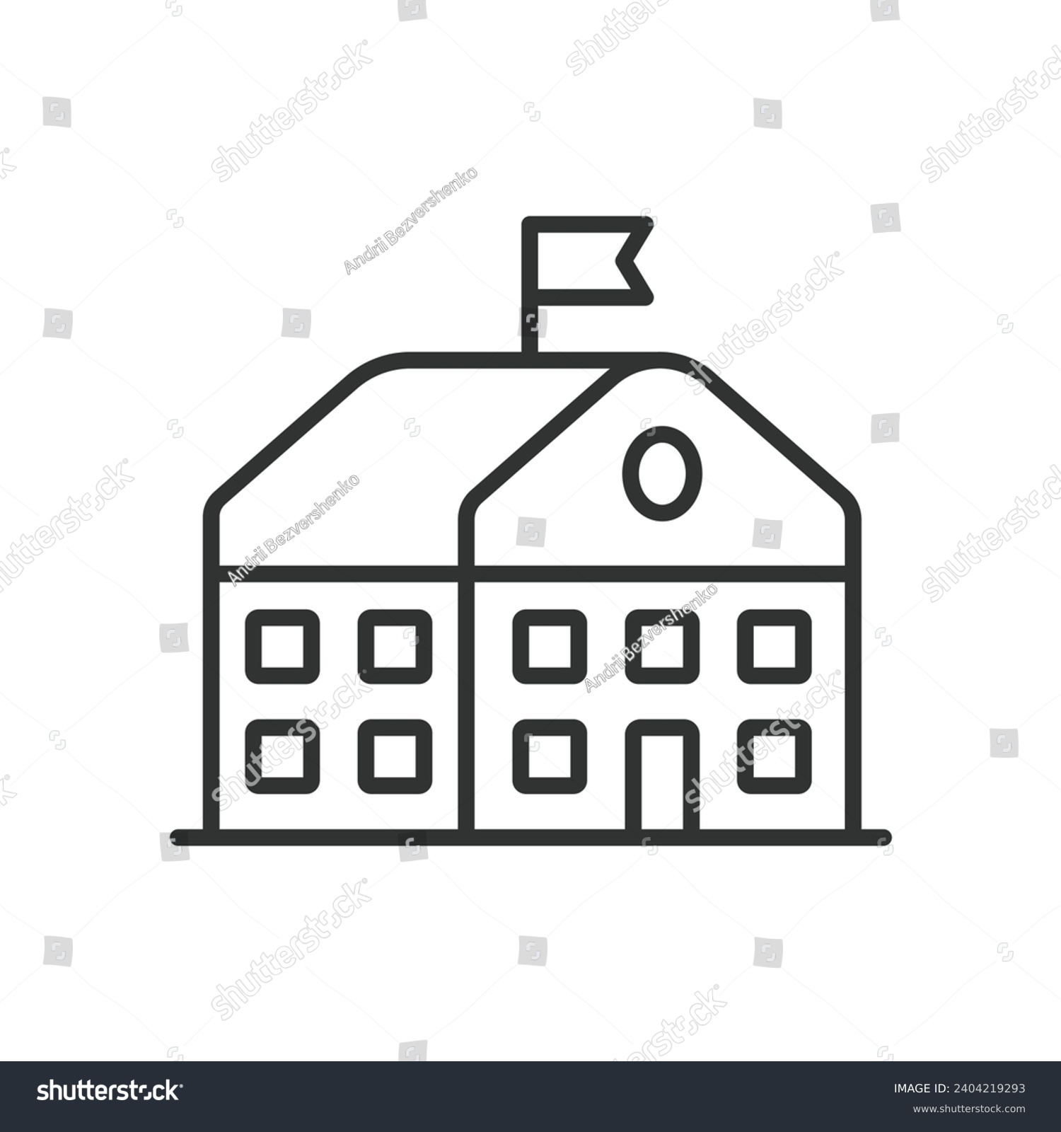 High school building icon line design. High, - Royalty Free Stock ...