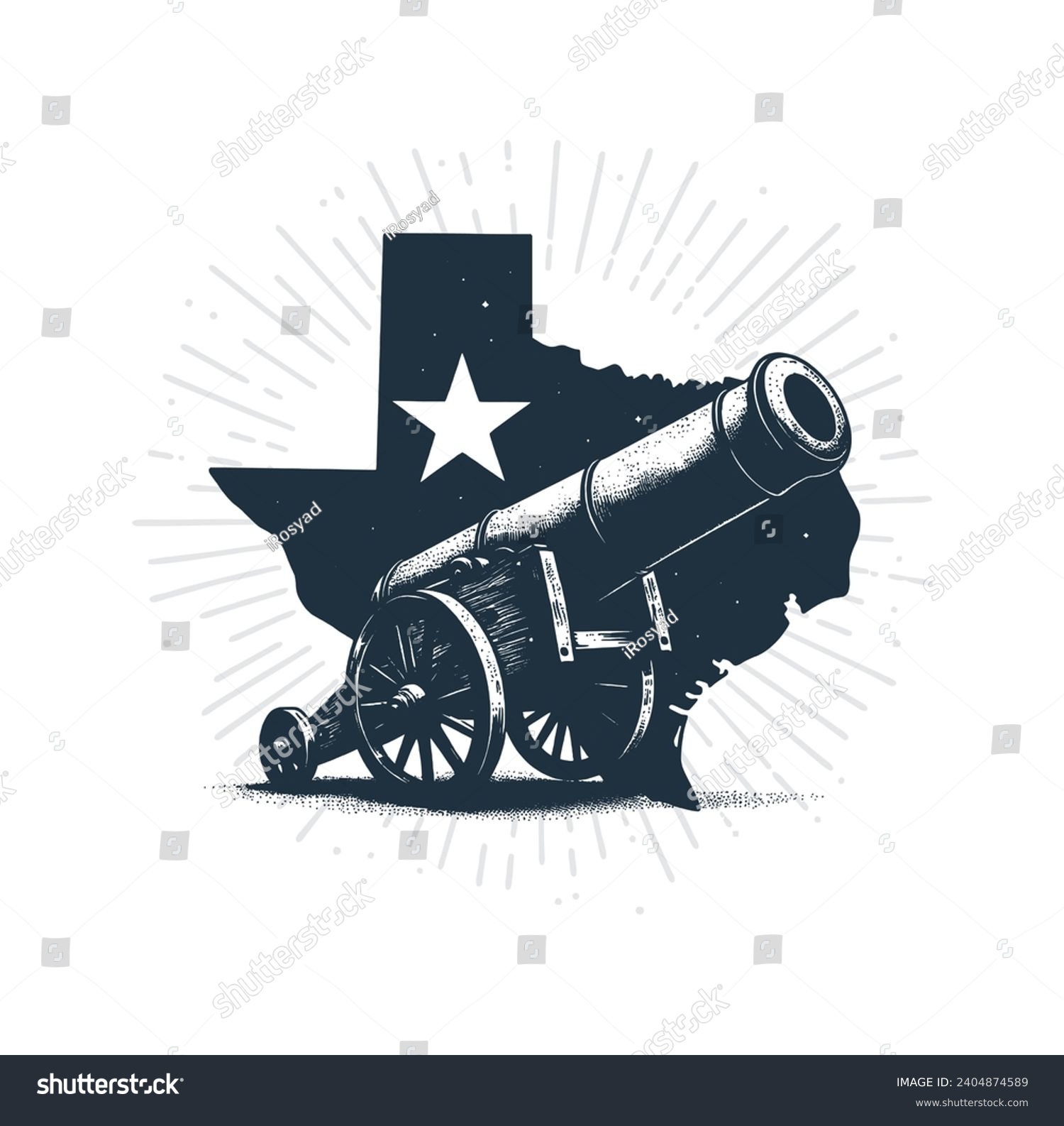 Texas Map with Cannon. Vector logo illustration. - Royalty Free Stock ...