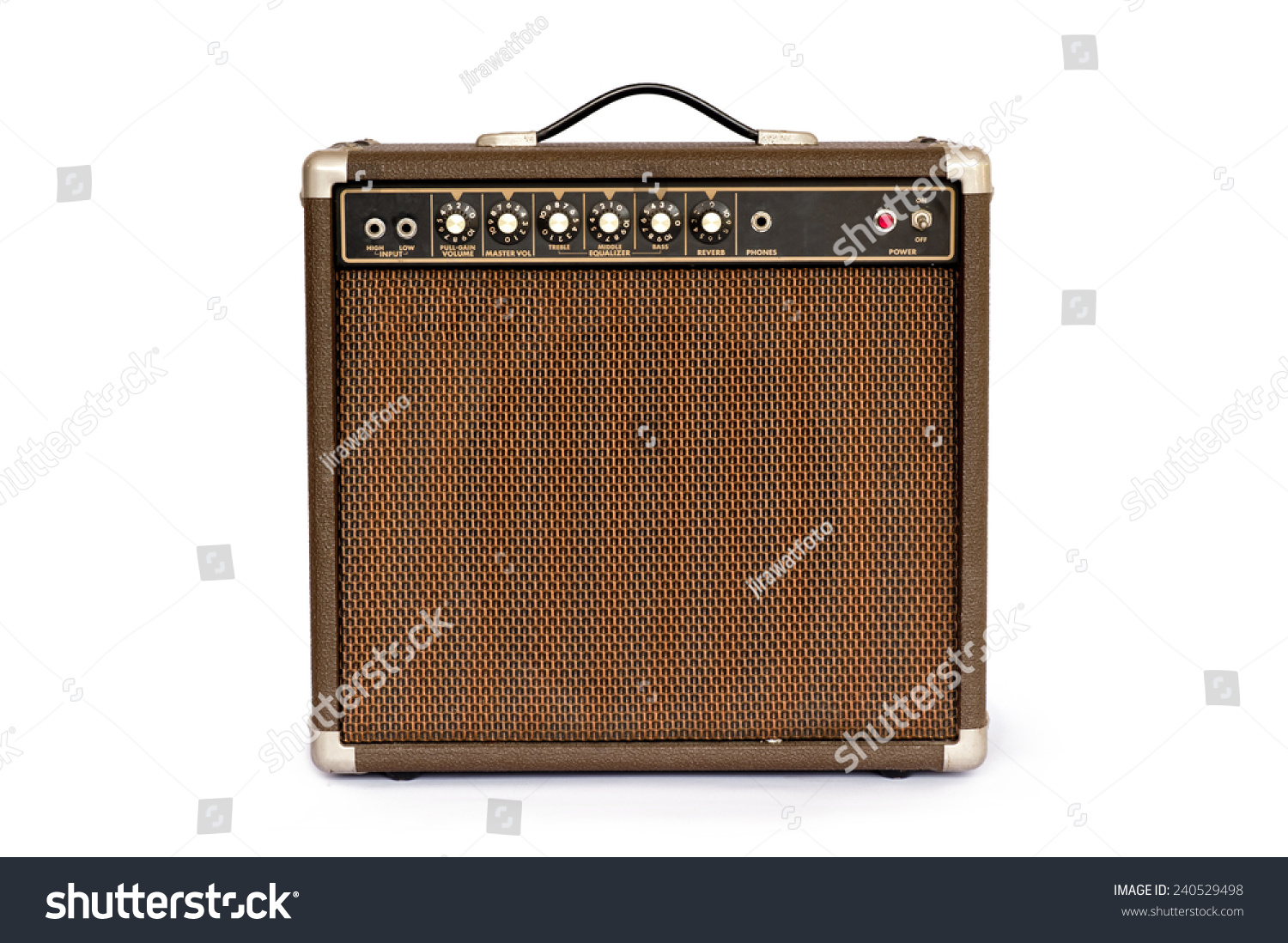 Brown electric guitar amplifier isolated on white background #240529498