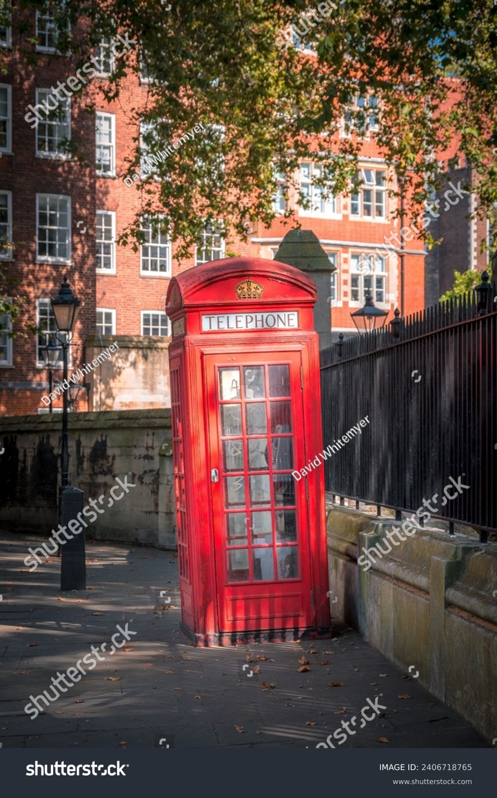 Vintage Red London Payphone Telephone in the City #2406718765