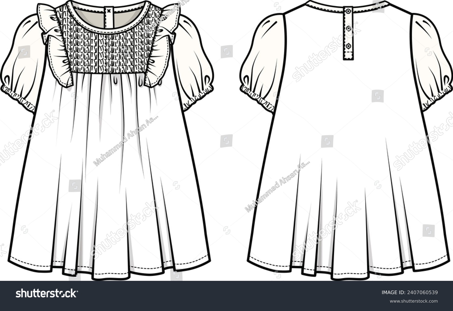 KID GIRLS WEAR DRESS WITH FRILLS FRONT AND BACK - Royalty Free Stock ...