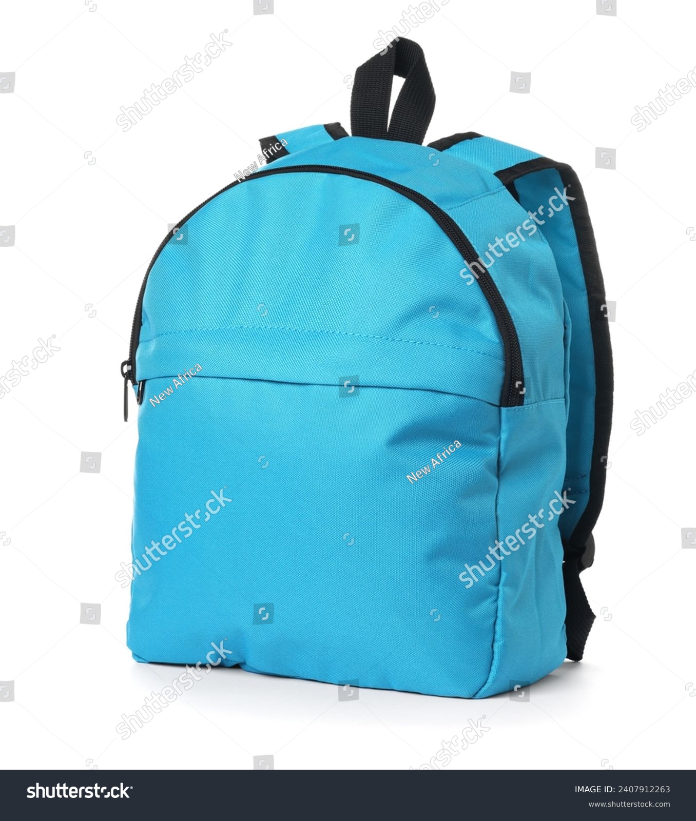 Stylish light blue backpack isolated on white #2407912263