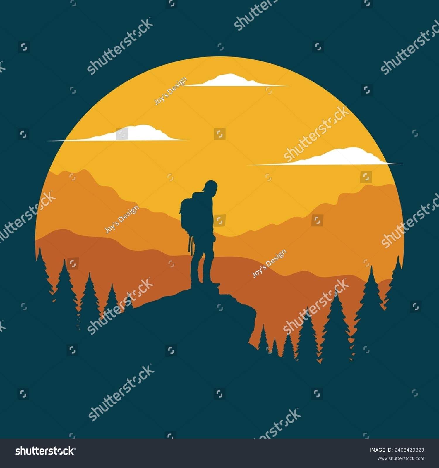 Mountain hikers vector illustration for apparel, sticker, batch, background, poster and others #2408429323