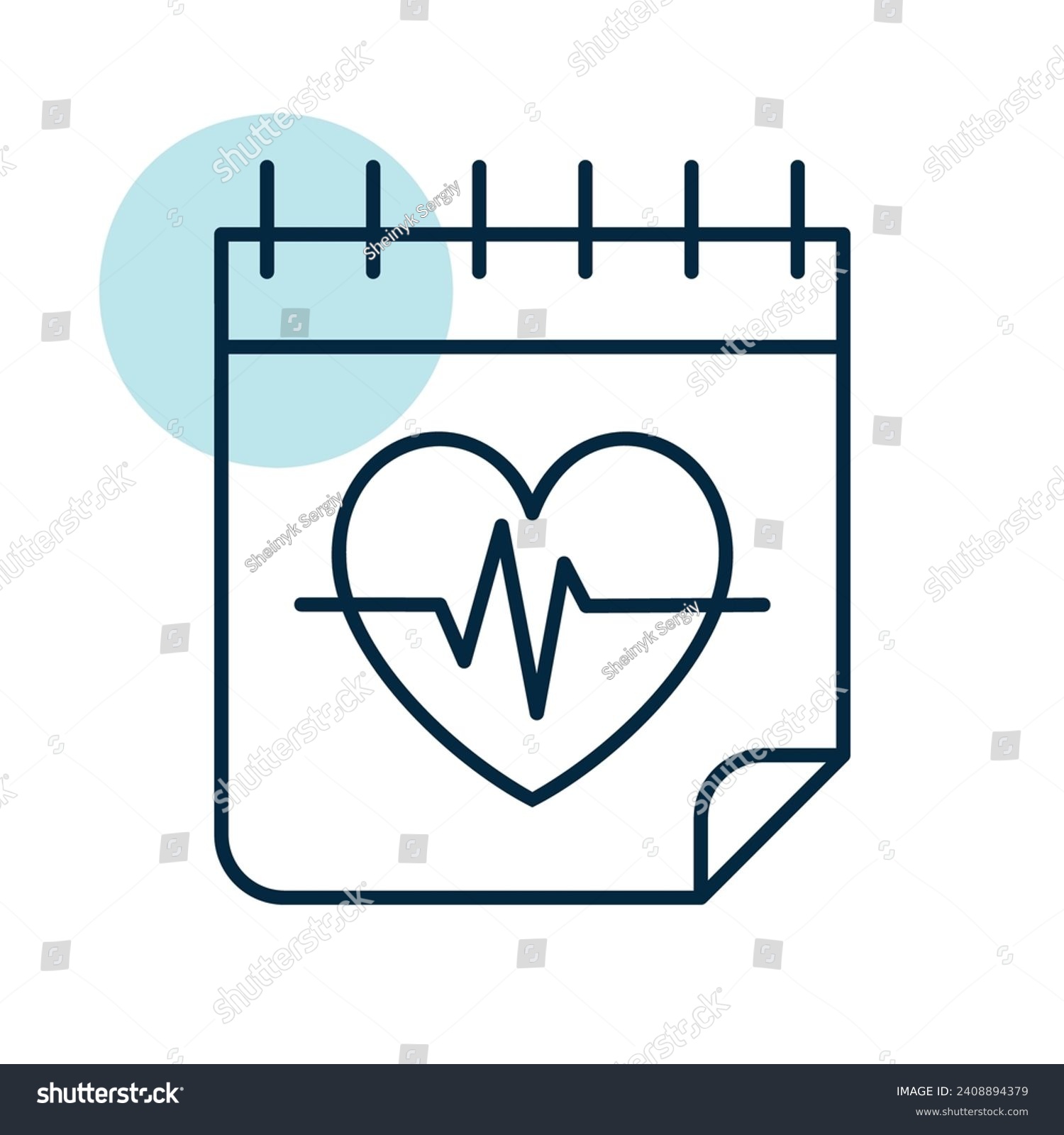 Medical checkup calendar vector icon. Cardio training calendar sign. Graph symbol for fitness and weight loss web site and apps design, logo, app, UI #2408894379